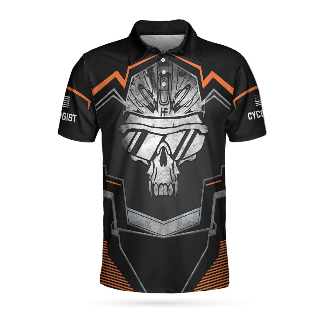 Cycling Skeleton Short Sleeve Black Skull Cyclist Shirt Gift Men's Polo Shirt