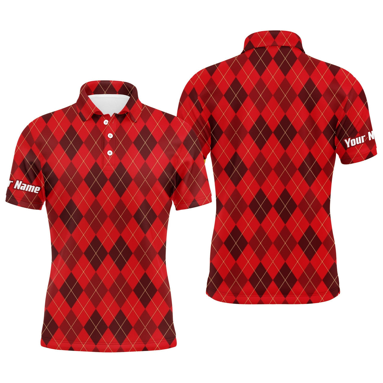 Custom Golf Polo Shirt Gift Funny Christmas Plaid Argyle Men's Polo Shirt S-5XL