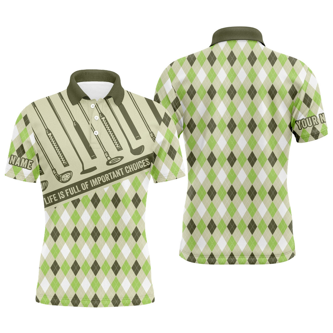Custom Golf Argyle Pattern Apparel Gift For Golfer Team Men's Polo Shirt S-5XL