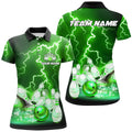 Custom Green Lightning Bowling Shirt Gift for Bowlers Women's Polo Shirts S-5XL