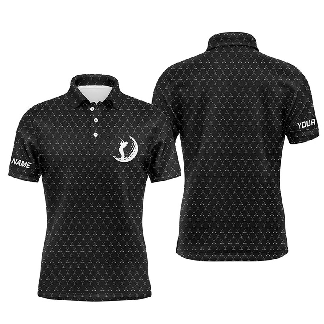 Custom Name Funny Golf Clubs Pattern Gift for Golf Lover Men's Polo Shirt S-5XL