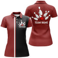 Custom Retro Red White Black Bowling Shirt Team Women's Polo Shirts S-5XL