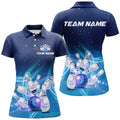 Custom Blue Lightning Bowling Team Shirt Gift for Bowlers Women's Polo Shirts S-5XL