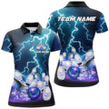 Custom Blue Lightning Bowling Shirt Gift for Team Bowlers Women's Polo Shirts S-5XL