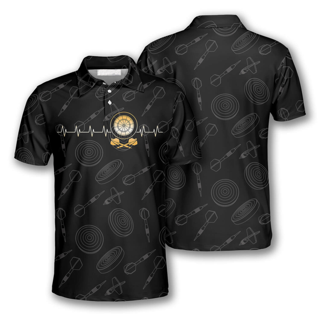 Darts Heart Beat and Board Arrow Darts Shirts for Men Men's Polo Shirt S-5XL