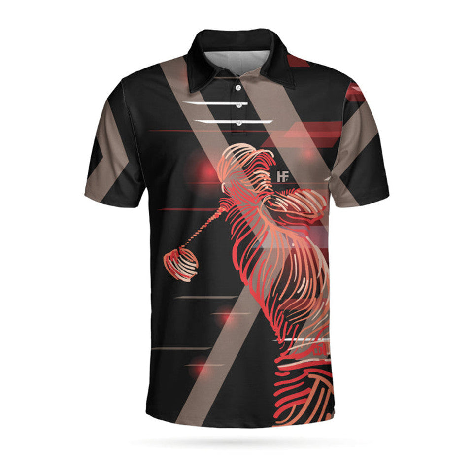 Digital Golf Style Polo Shirt Black Red Men's Polo Shirt S-5XL