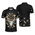 Dream Catcher Skull Deer Butterfly Short Sleeve Men's Polo Shirt Black Gift