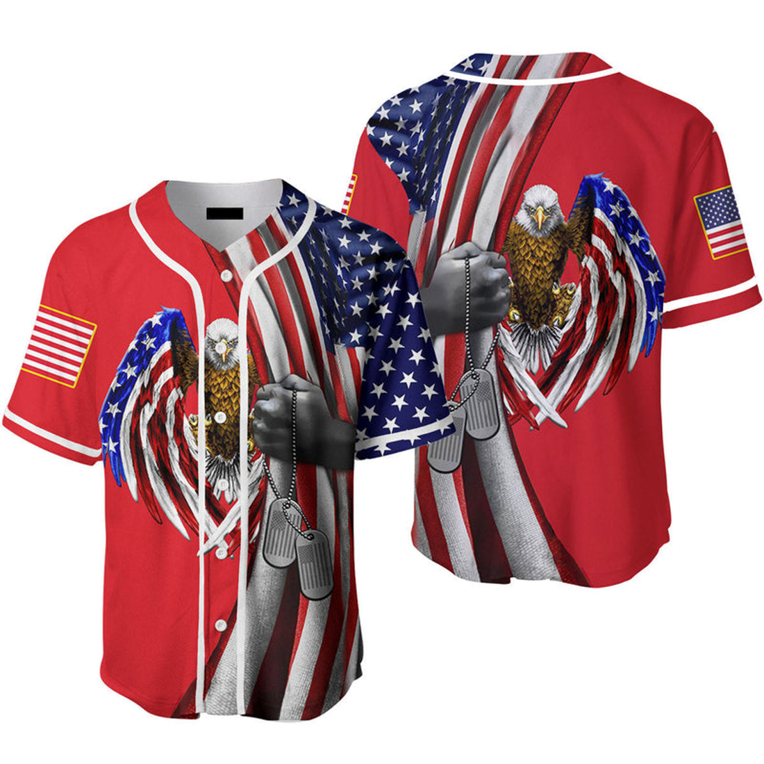American Flag Patriotic Baseball Jersey Gift for All Baseball Jersey S-5XL