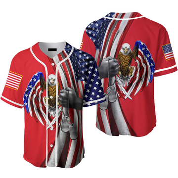 American Flag Patriotic Baseball Jersey Gift for All Baseball Jersey S-5XL
