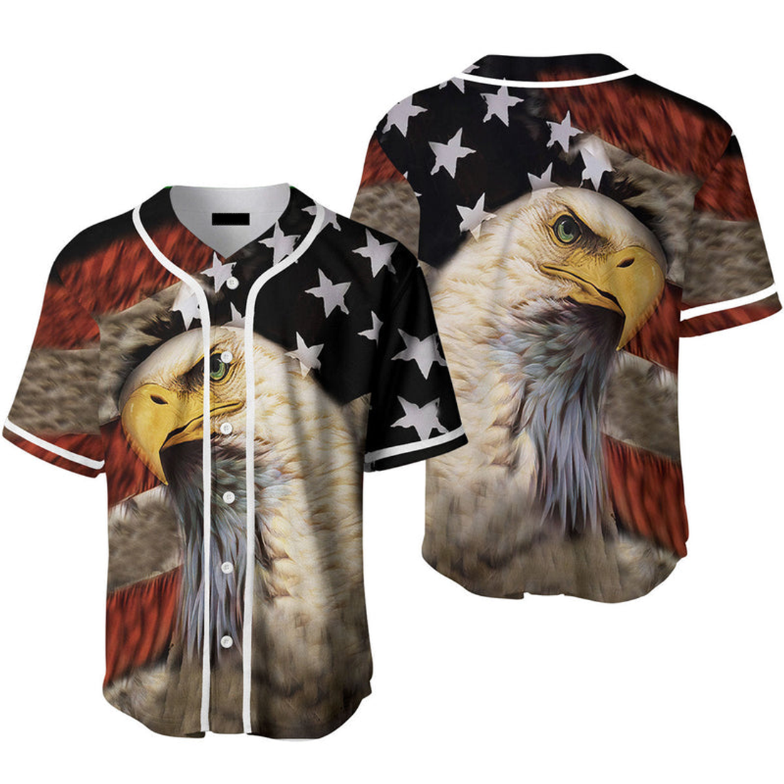 American Flag Bald Eagle Baseball Jersey Gift Baseball Jersey v1 S-5XL