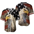 American Flag Bald Eagle Baseball Jersey Gift Baseball Jersey v1 S-5XL