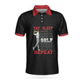 Custom Name Eat Sleep Golf Repeat Sporty Short Sleeve Men's Polo Shirt S-5XL