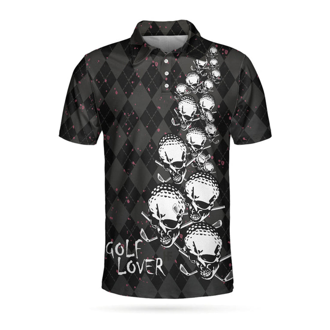 Elegant Skull Golf Lover Shirt Black Men's Polo Shirt S-5XL