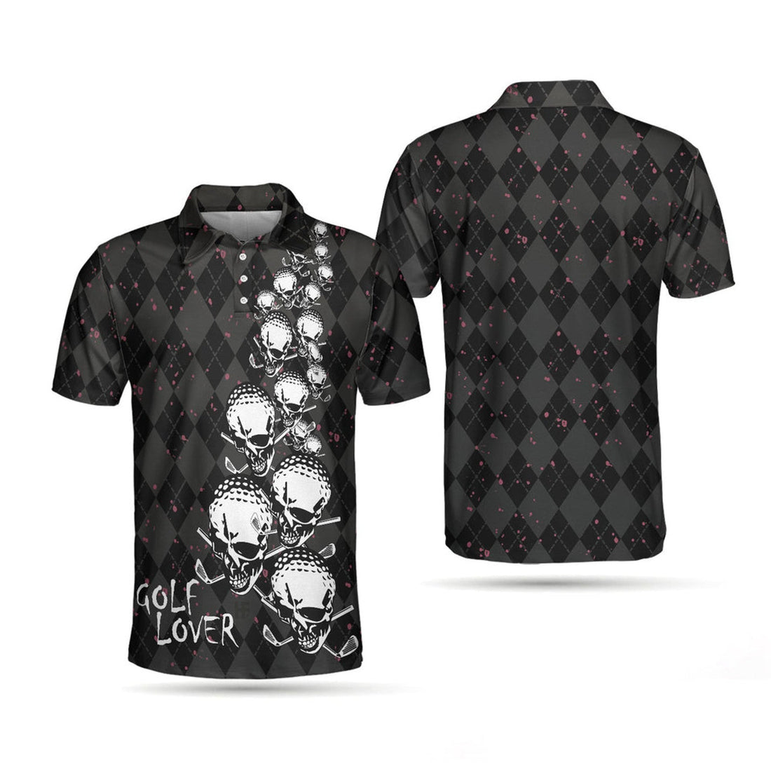 Elegant Skull Golf Lover Shirt Black Men's Polo Shirt S-5XL