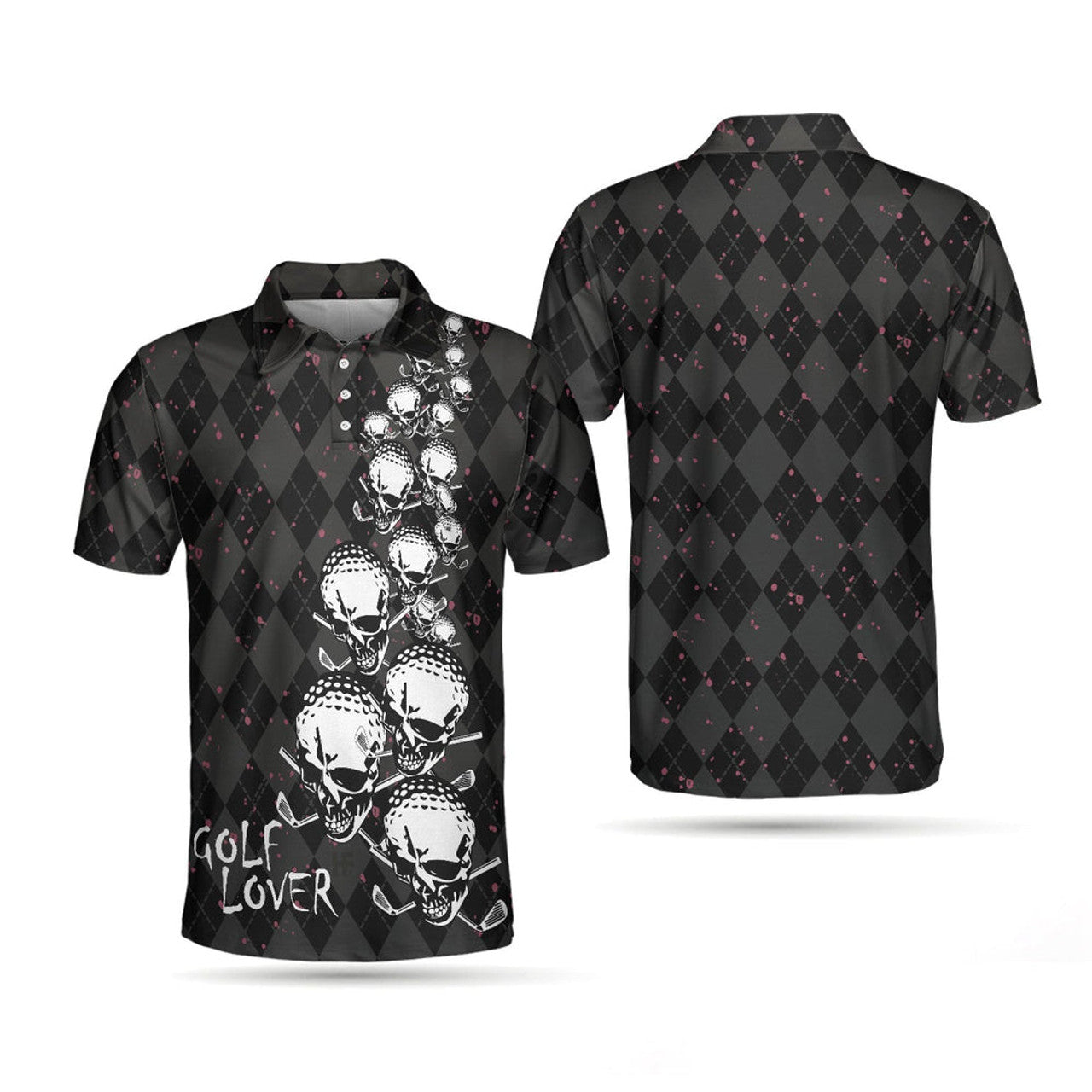 Elegant Skull Golf Lover Shirt Black Men's Polo Shirt S-5XL