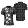 Elegant Argyle Pattern Skull Golf Lover Shirt Black Skull Men's Polo Shirt S-5XL
