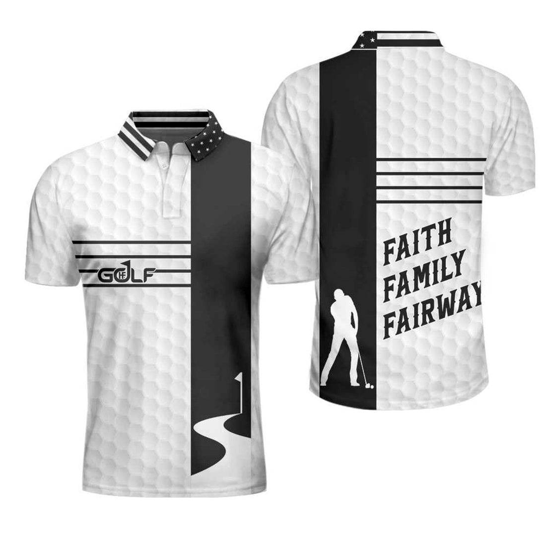 Faith Family Fairways American Flag Golf Men's Polo Shirt S-5XL