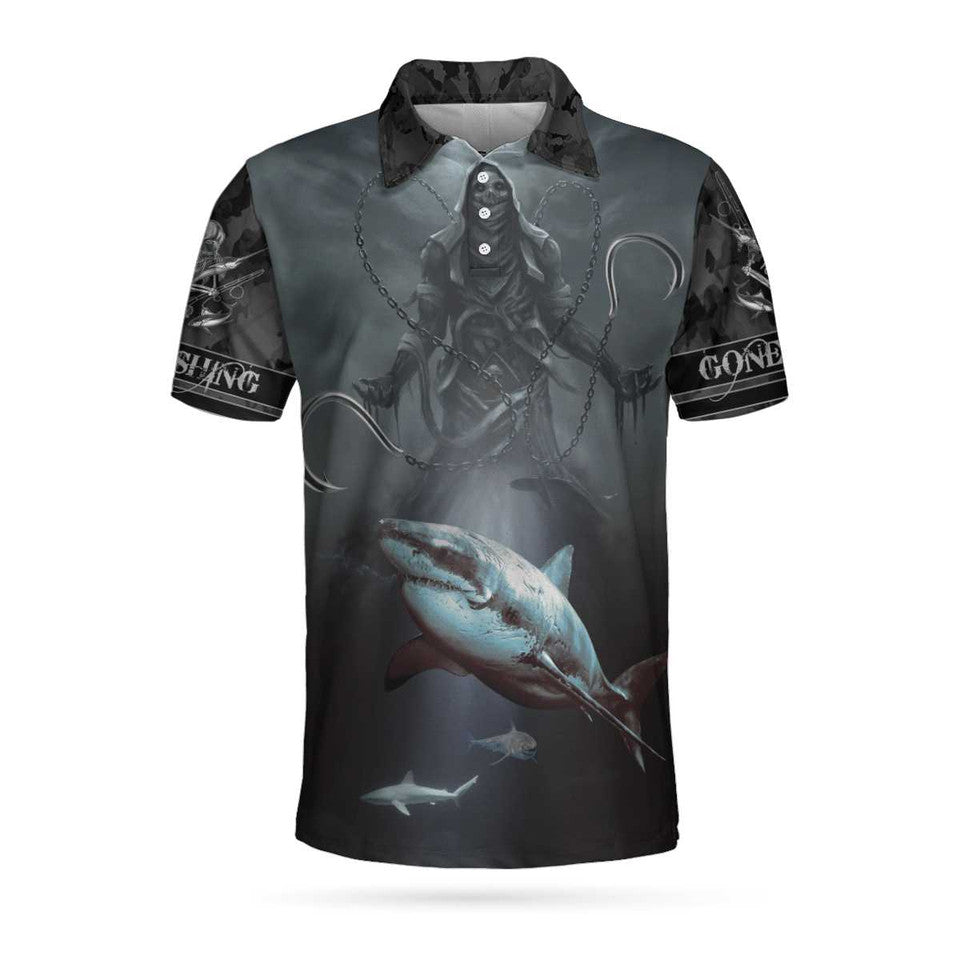Gone Fishing Reaper Crazy Shirt For Men Men's Polo Shirt Gift S-5XL
