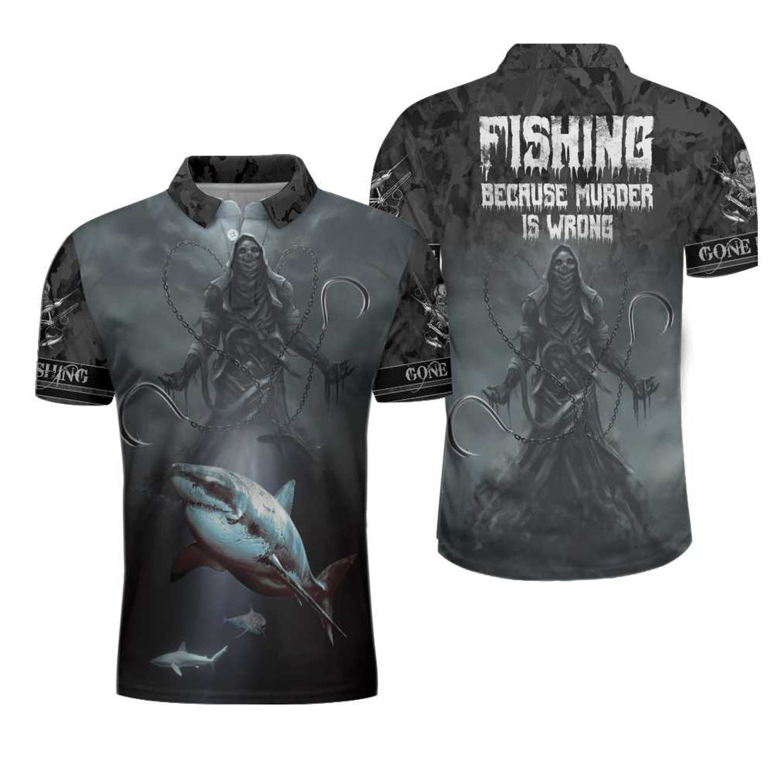 Gone Fishing Reaper Crazy Shirt For Men Men's Polo Shirt Gift S-5XL