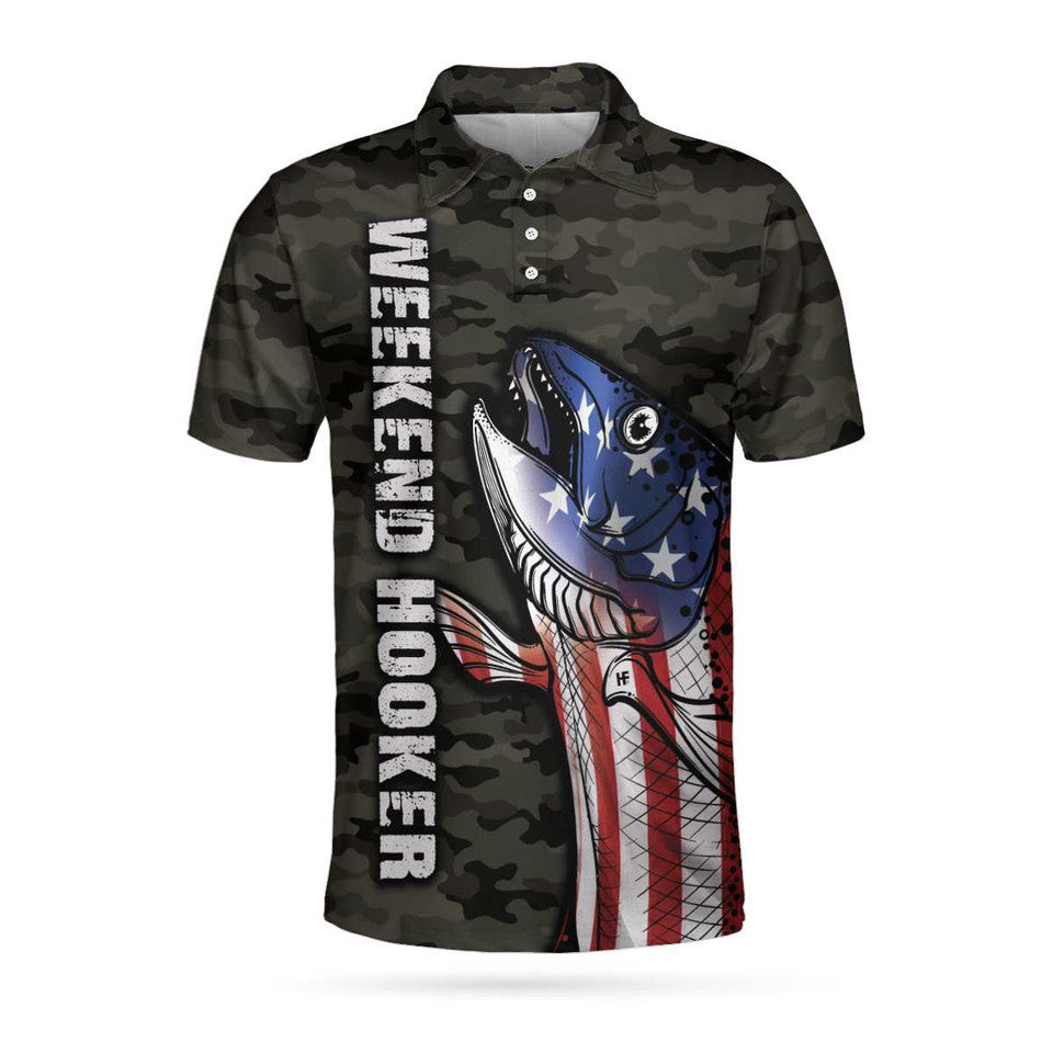 Camouflage Flag Fishing Anger Management Gift Men's Polo Shirt S-5XL