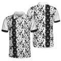 White Floral Golf Shirt Black and White Polo Men's Polo Shirt S-5XL
