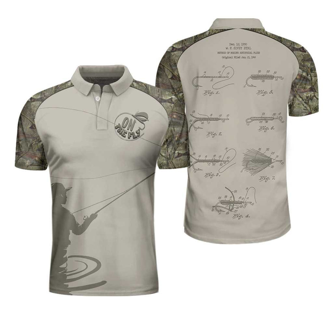 Fly Fishing Flies Patent Camouflage Polo Shirt Gift For Men S-5XL