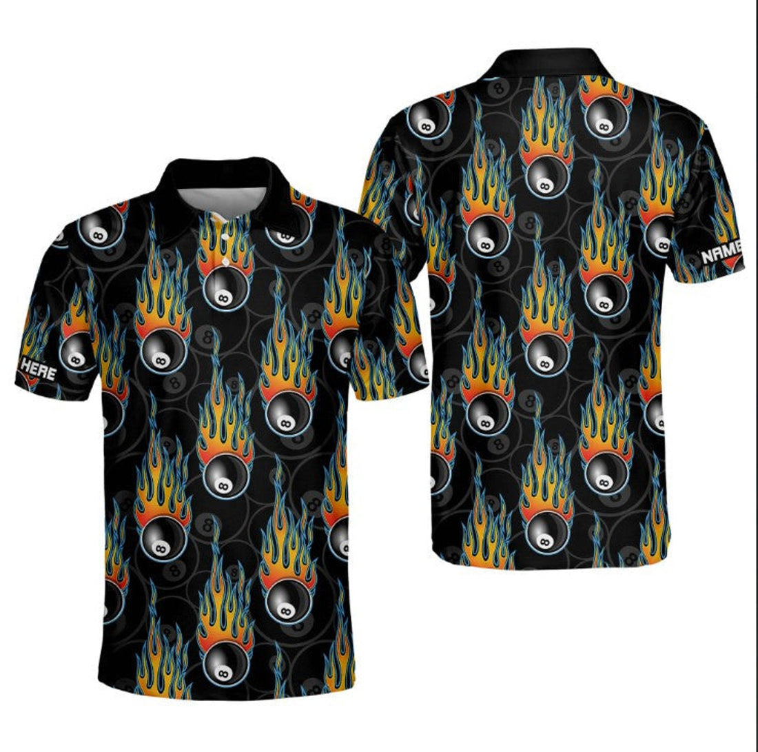 Custom Funny 8 Ball Pool Billiard Uniform Men's Polo Shirt S-5XL