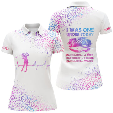 Custom Golf Was One Under Today Pink Watercolor Leopard Women Polo Shirt S-5XL