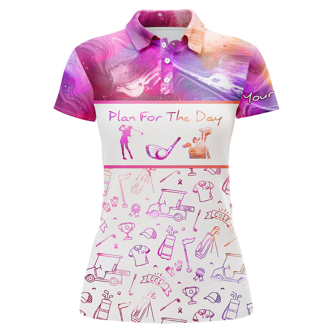 Custom Funny Pink Womens Golf Polo Shirt Plan For The Day Women Polo Shirt S-5XL