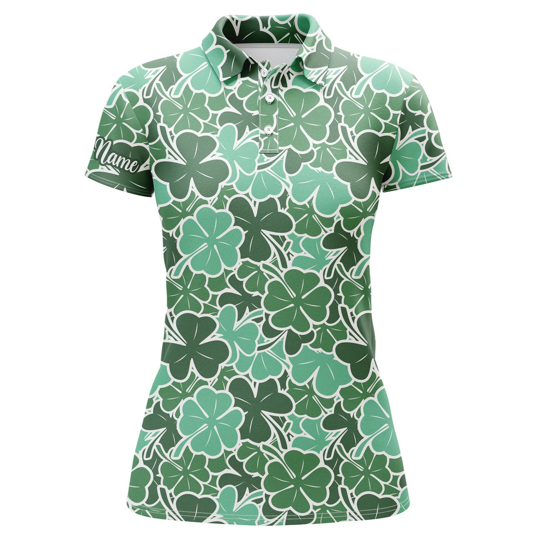 Custom Funny Clover Leaf Floral St. Patrick's Day Golf Women's Polo Shirts S-5XL