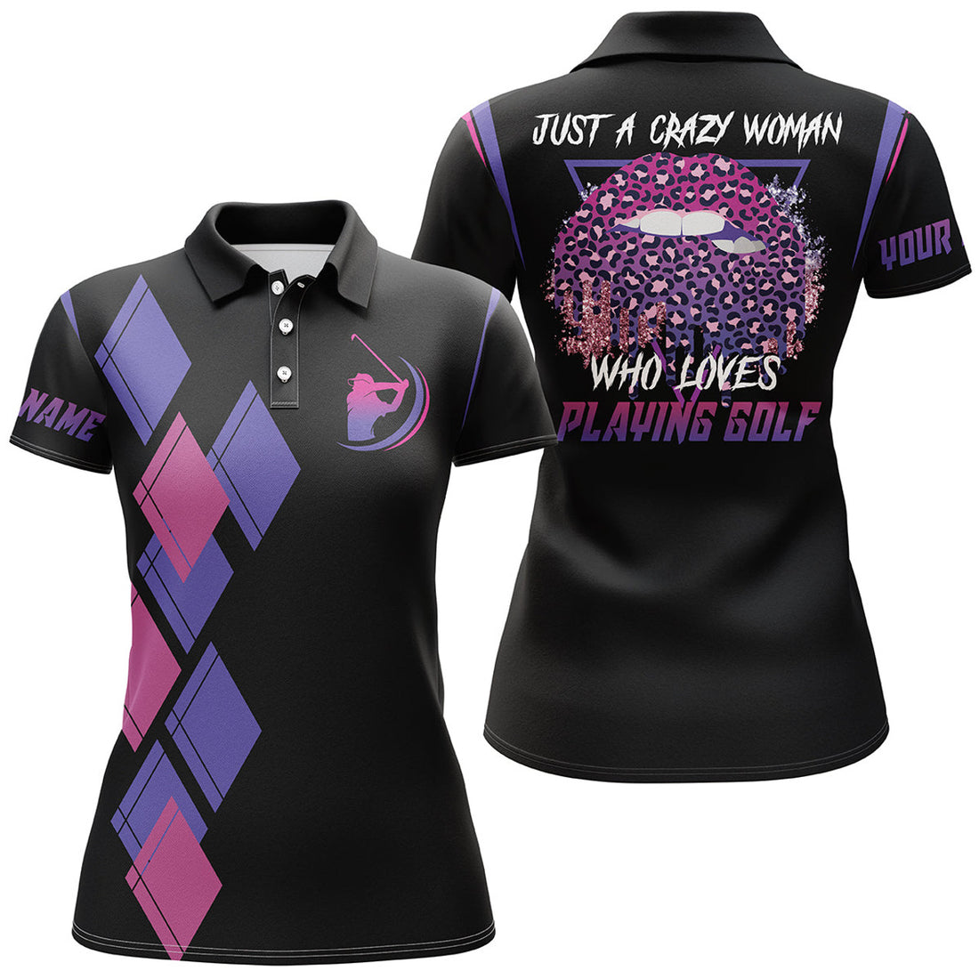 Custom Funny Golf Polo Shirt Crazy Woman Who Loves Golf Women Polo Shirt S-5XL