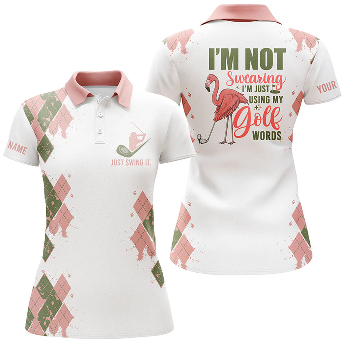 Custom Funny Flamingo Golf Shirt with Perfect Gift Women's Polo Shirts S-5XL