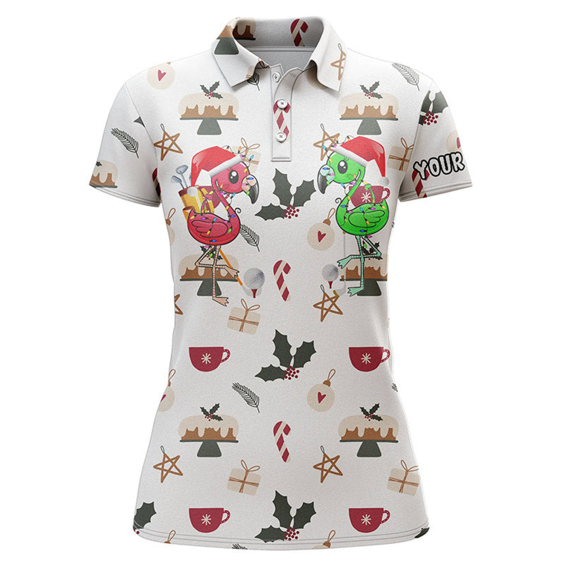 Custom Funny Golf Christmas Flamingo Golf Friends Gift Women's Polo Shirts S-5XL