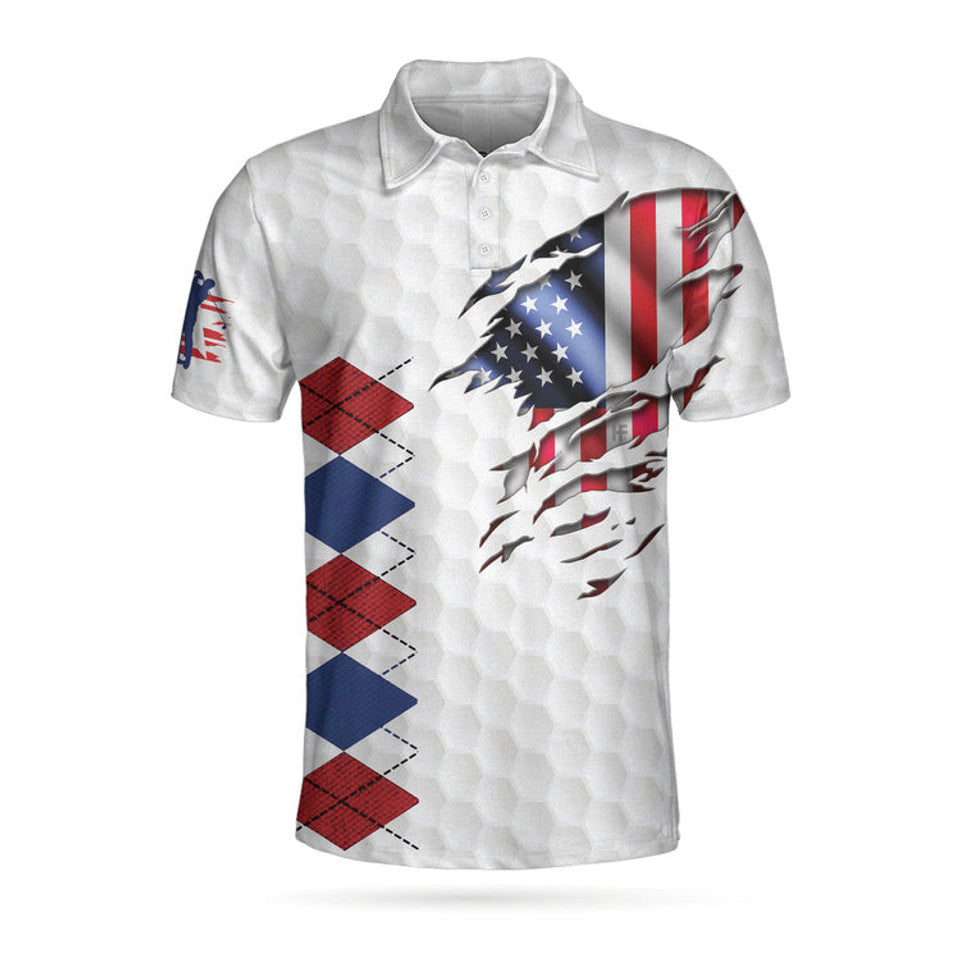 Patriotic Golf American Flag Argyle Polo Shirt Texture Men's Polo Shirt S-5XL