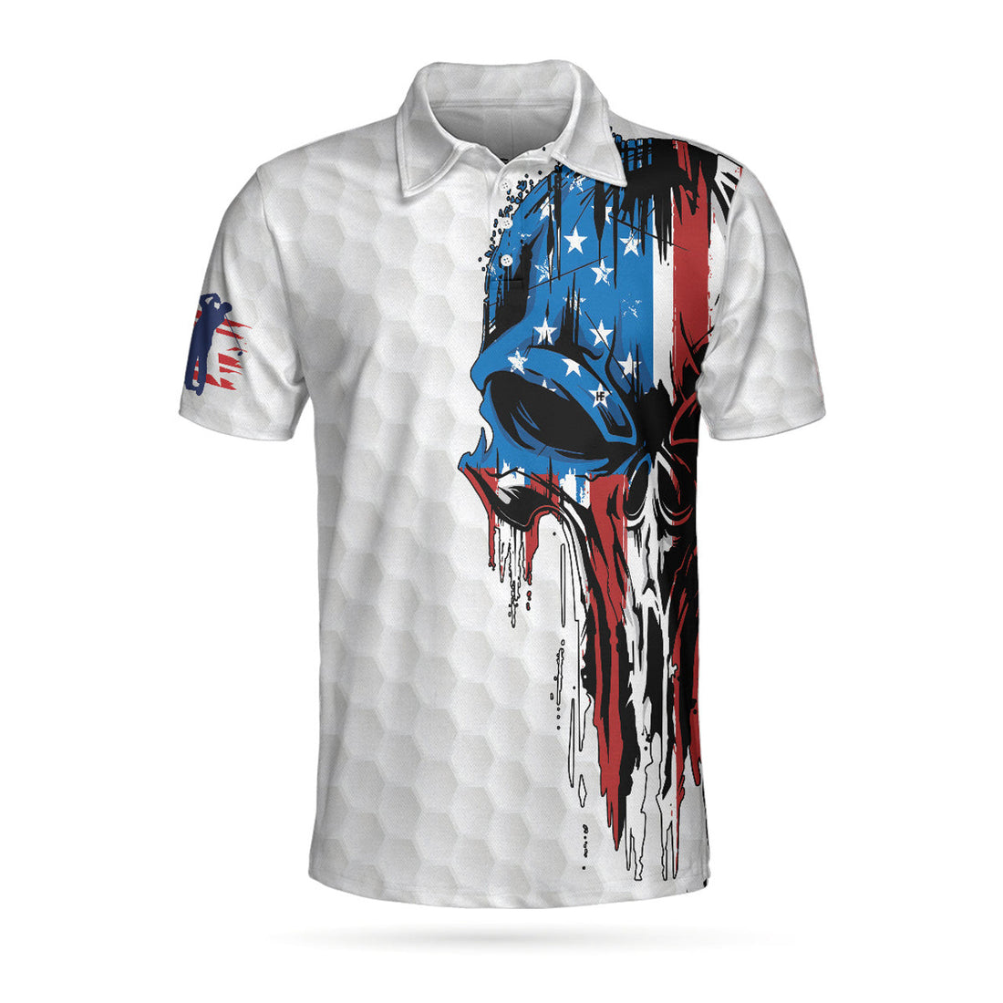 Patriot Golf Skull American Flag Polo Shirt Best Gift Men's Polo Shirt S-5XL