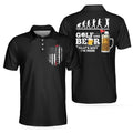 Golf And Beer That Why I'm Here Evolution American Flag Men's Polo Shirt S-5XL
