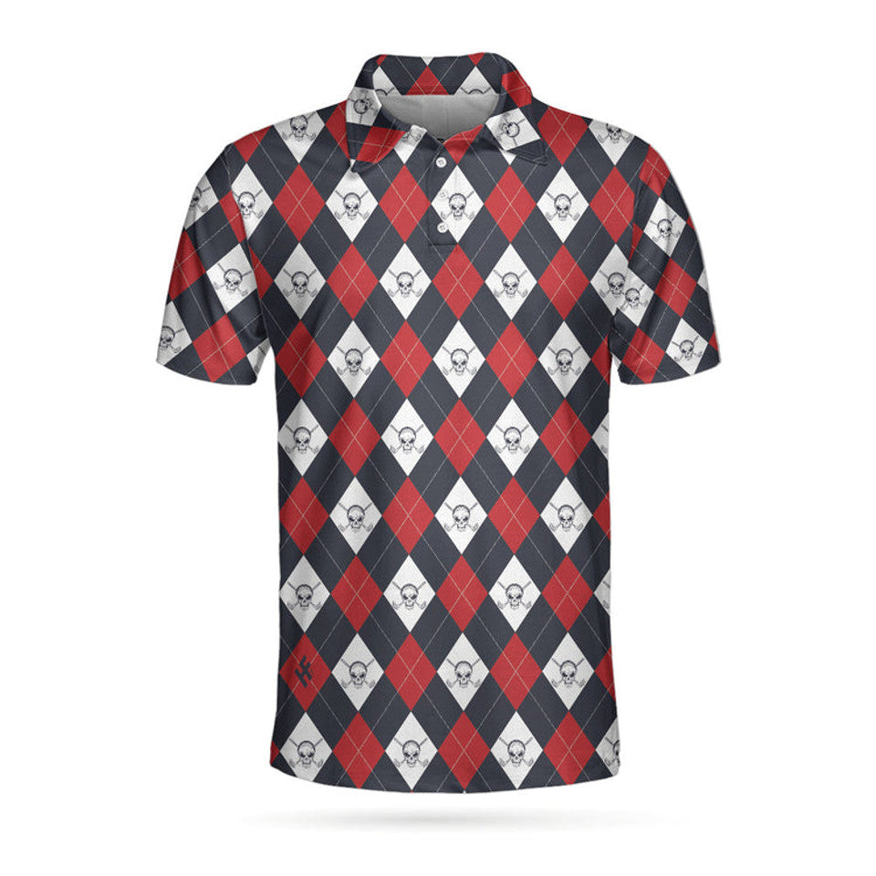 Coolspod Golf Argyle Skull Short Best Gift For Golfers Men's Polo Shirt S-5XL