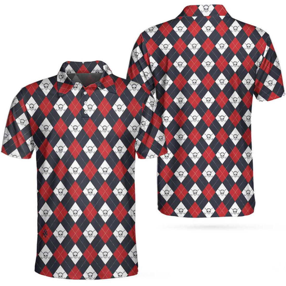 Coolspod Golf Argyle Skull Short Best Gift For Golfers Men's Polo Shirt S-5XL