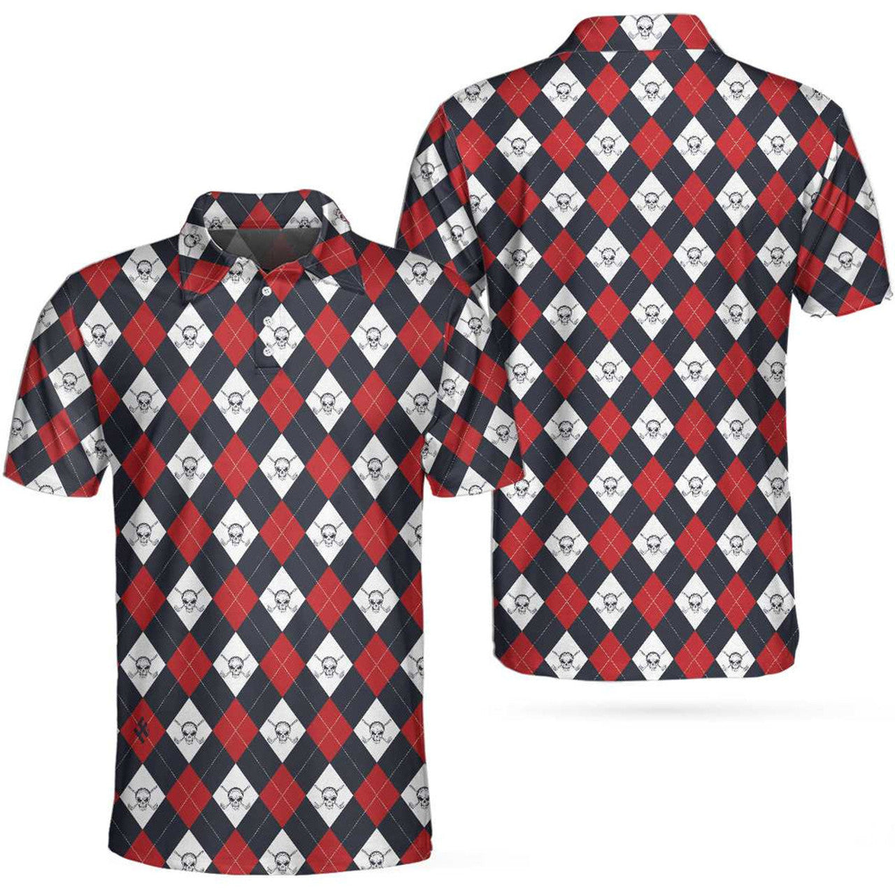 Coolspod Golf Argyle Skull Short Best Gift For Golfers Men's Polo Shirt S-5XL