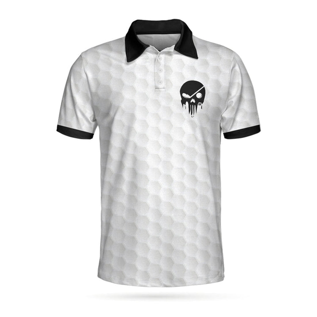 Golf Ball Pattern Skull Black White American Flag Best Men's Polo Shirt S-5XL