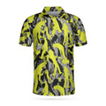 Custom Name Golf Camo Light Green Yellow Camouflage Men's Polo Shirt S-5XL