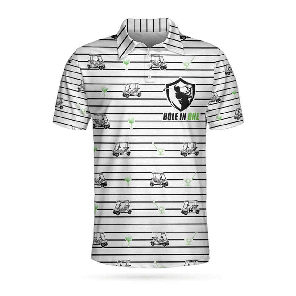 Golf Equipment Stripe Line Black White Men's Polo Shirt S-5XL