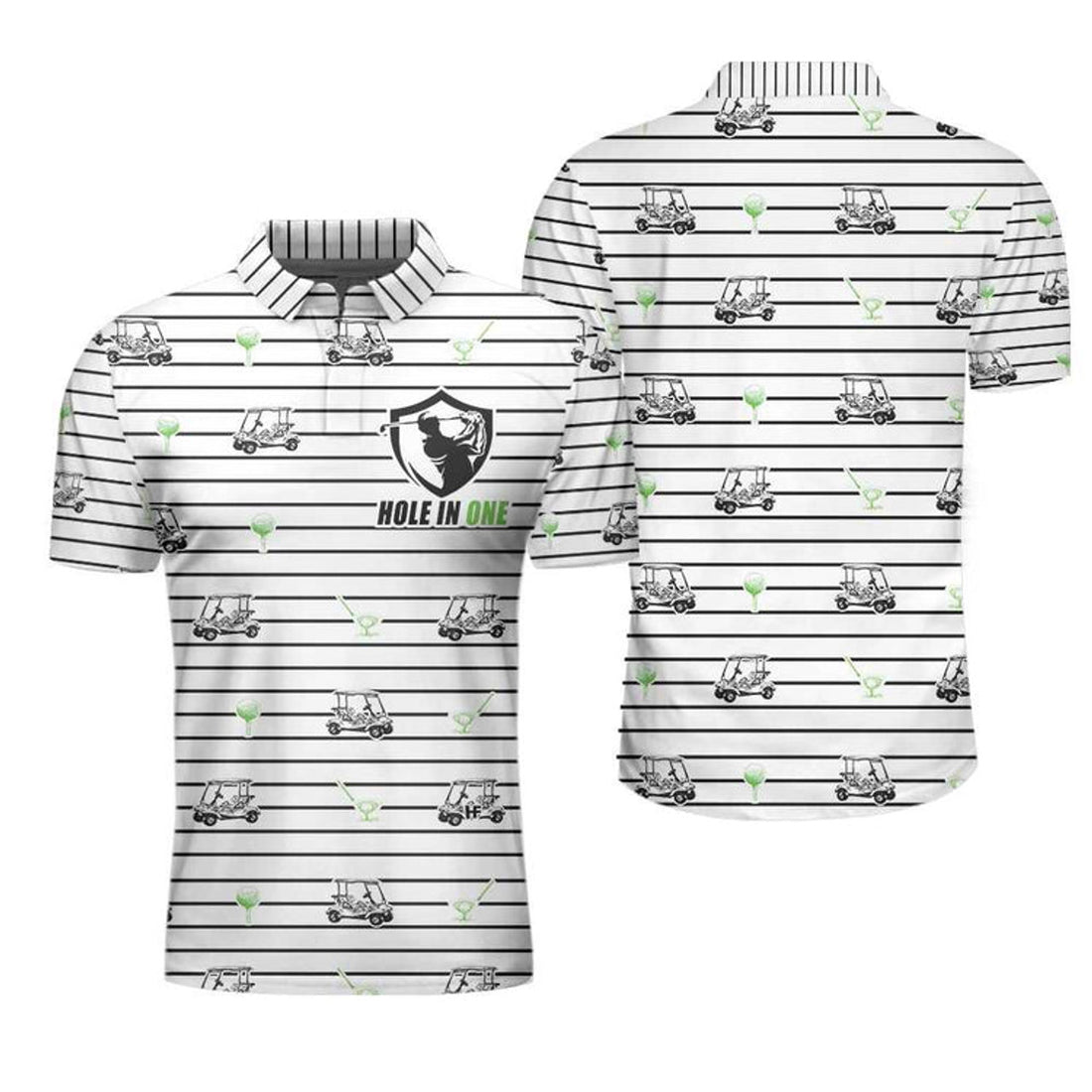 Golf Equipment Stripe Line Black White Men's Polo Shirt S-5XL