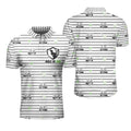Golf Equipment Stripe Line Black White Men's Polo Shirt S-5XL