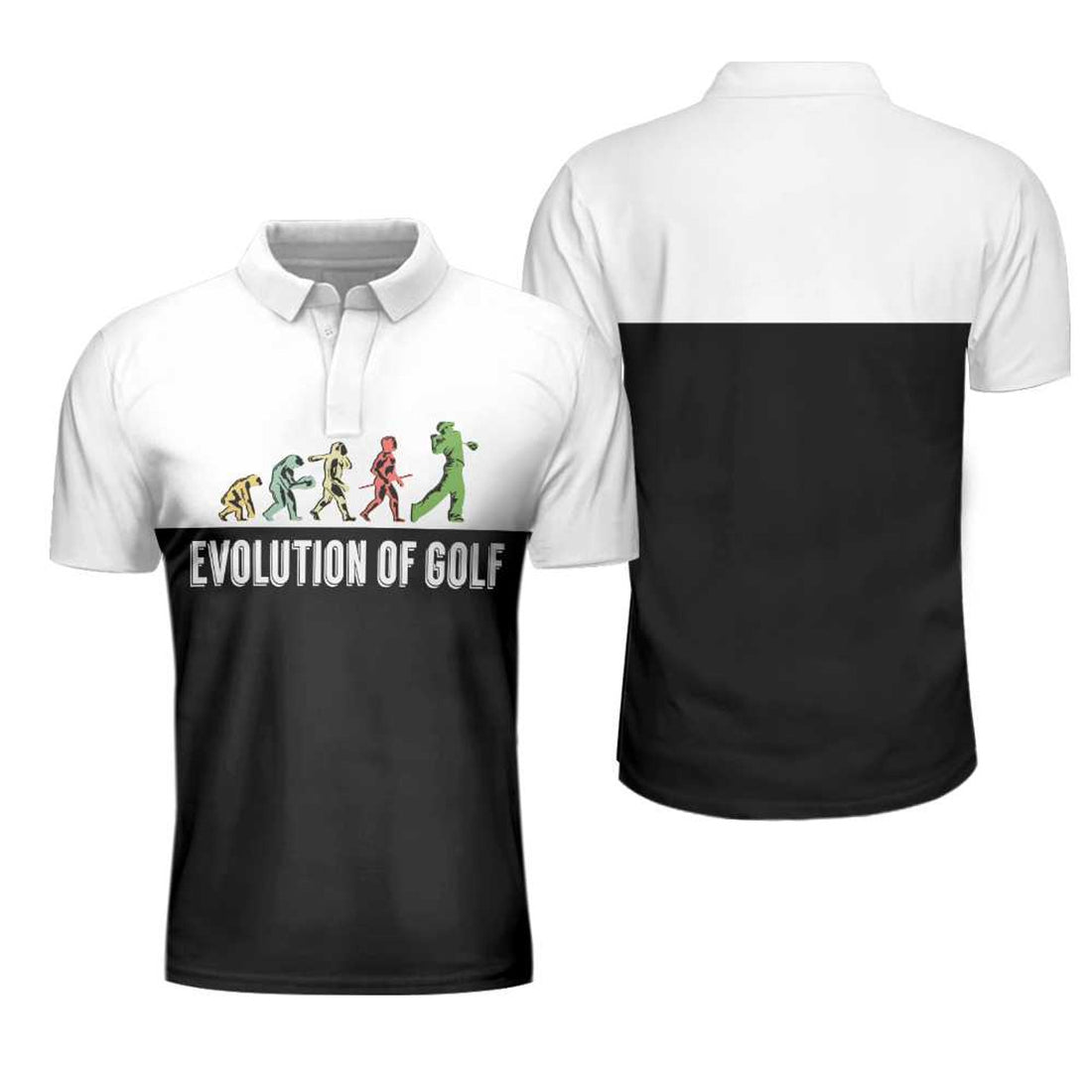 Golf Evolution Vintage Short Elegant Black and White Men's Polo Shirt S-5XL