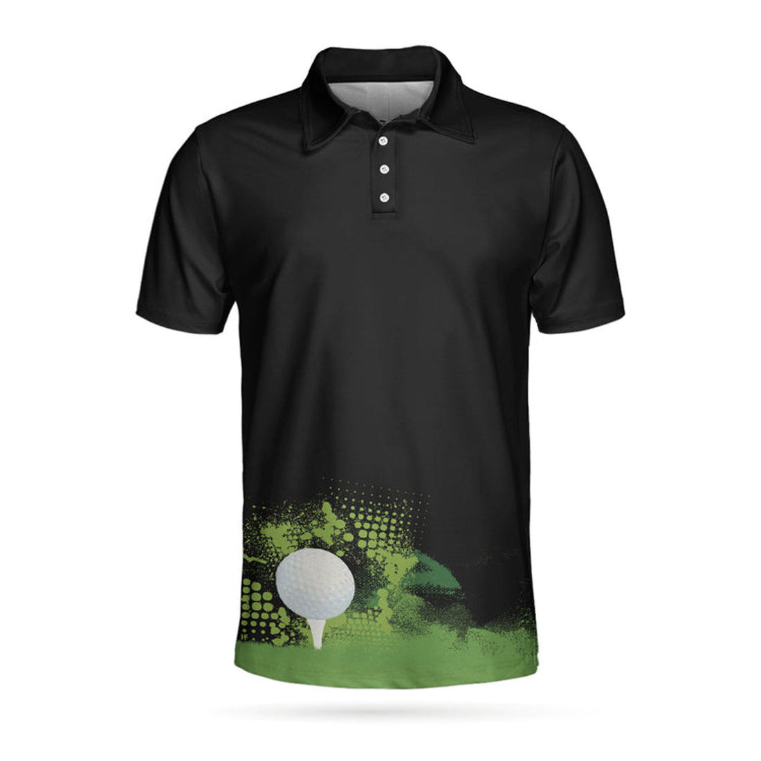 Golf Grunge Wet Paint Silhouette Black Men's Polo Shirt S-5XL