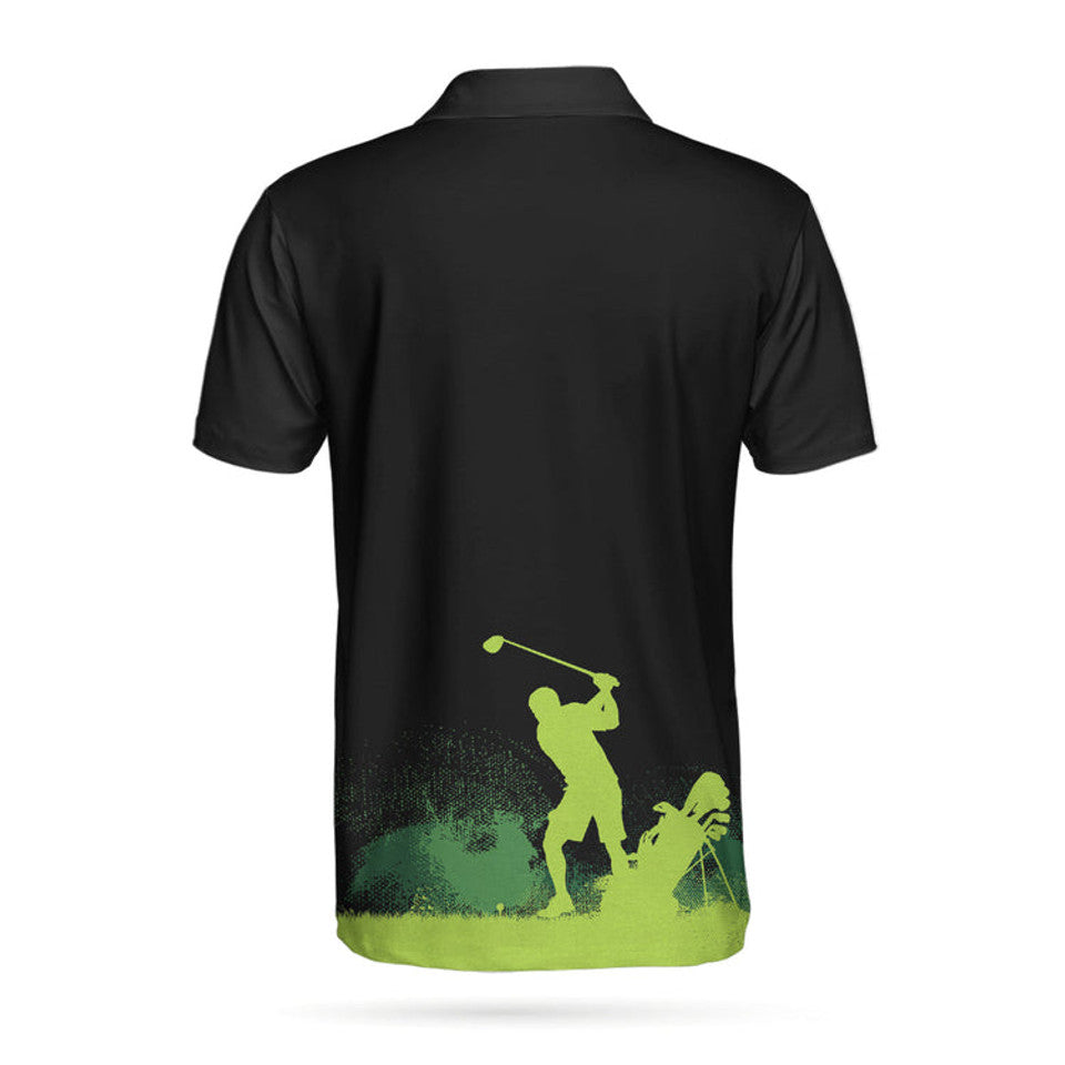 Golf Grunge Wet Paint Silhouette Black Men's Polo Shirt S-5XL