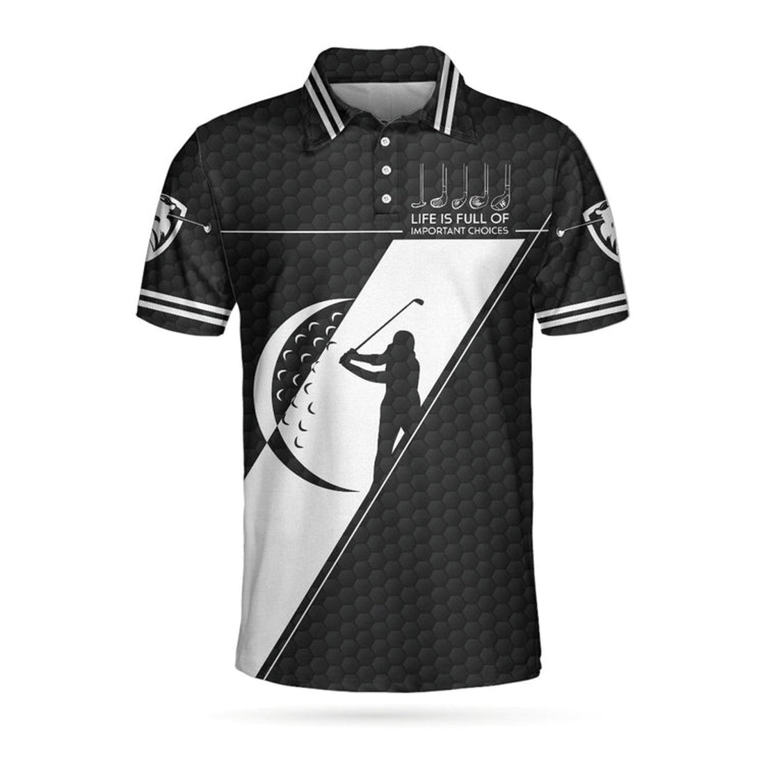 Life Is Full Of Important Choices Golf Polo Black Pattern Men's Polo Shirt S-5XL