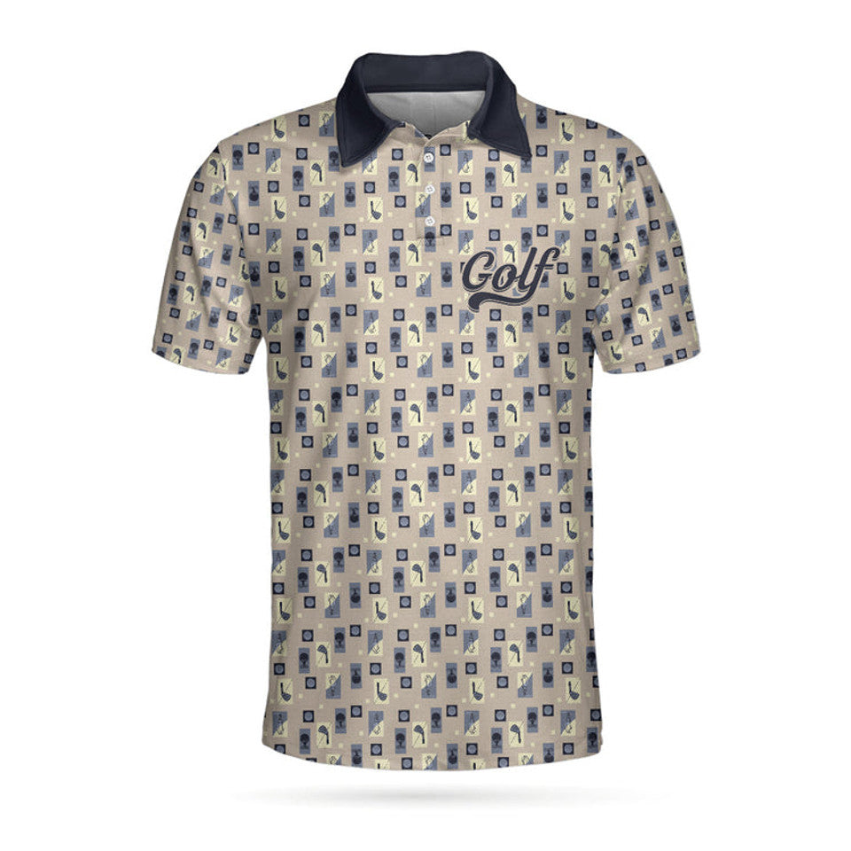 Golf Objects Pattern Short Sleeve Shirt Golf Tee Club Men's Polo Shirt S-5XL