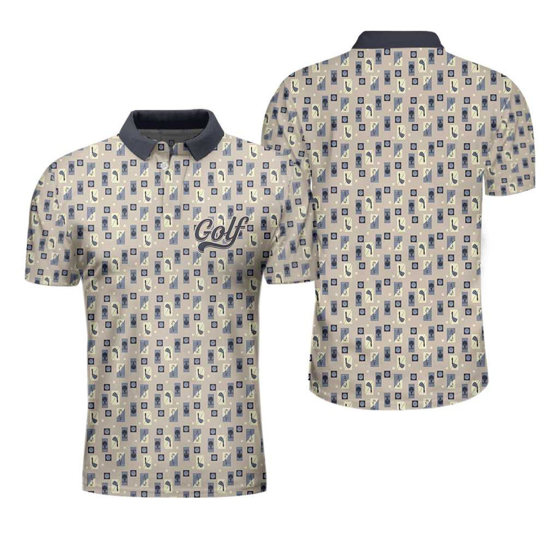 Golf Objects Pattern Short Sleeve Shirt Golf Tee Club Men's Polo Shirt S-5XL